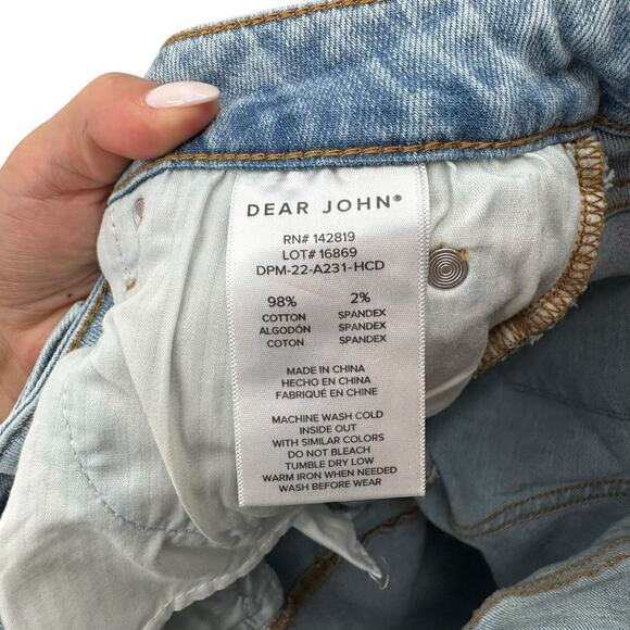 Dear John Frankie Straight Leg Distressed High Waist Light Wash Cropped Jeans - Picture 9 of 9